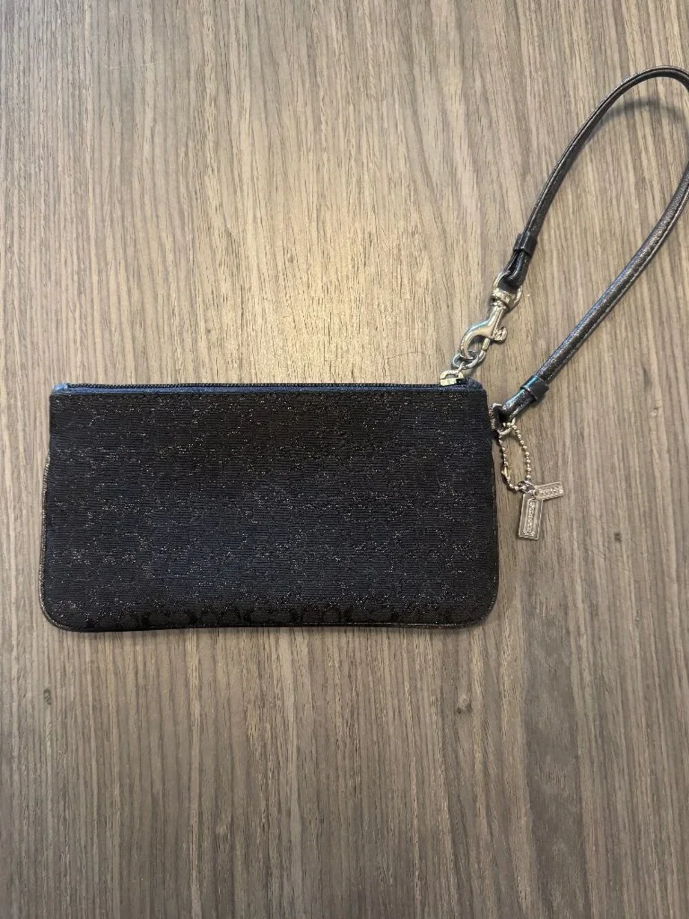 COACH Signature Jacquard Black Wristlet